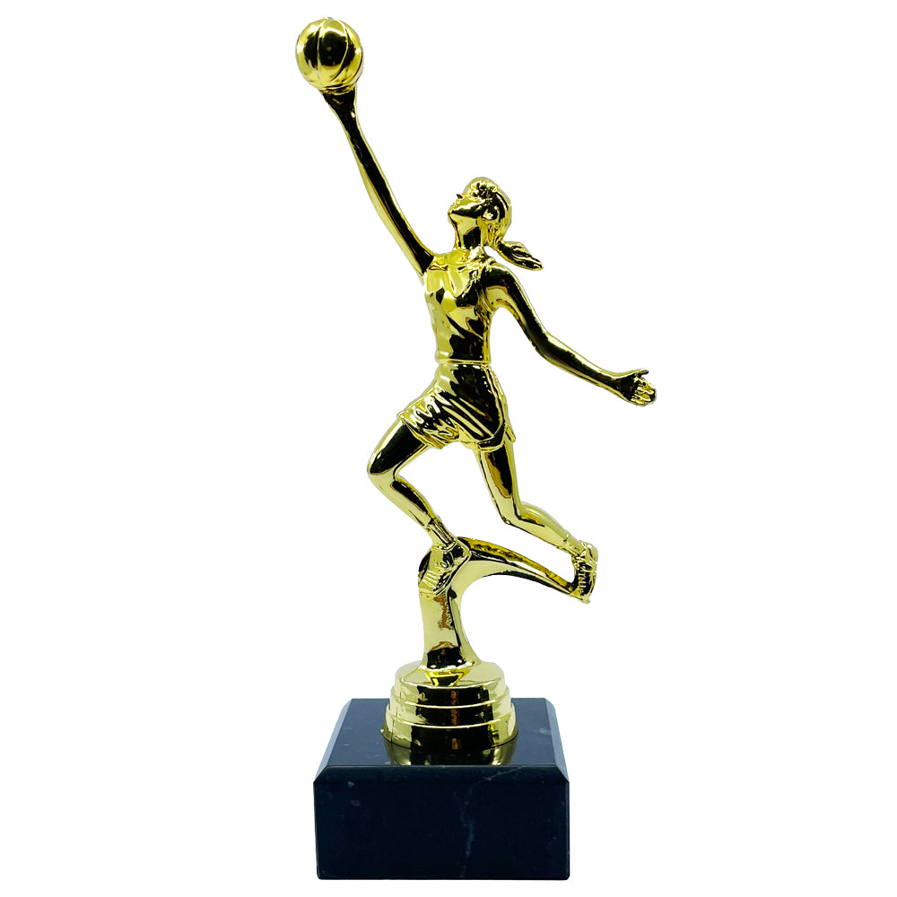 Netball Trophy with Marble Base Gold by School Badges UK