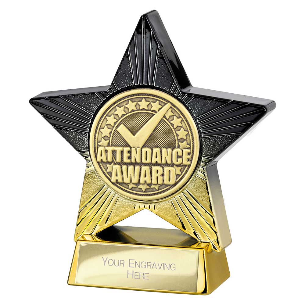 Superstar Attendance Award Trophy – Black & Gold 110mm