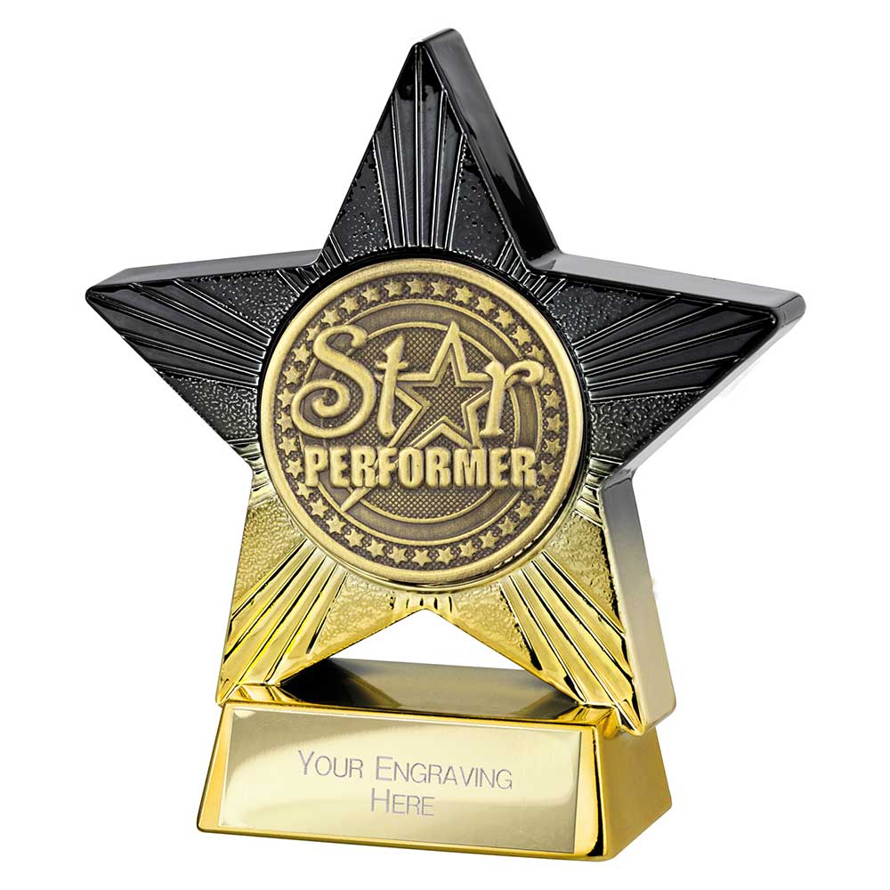Superstar Star Performer Award Trophy – Black & Gold 110mm