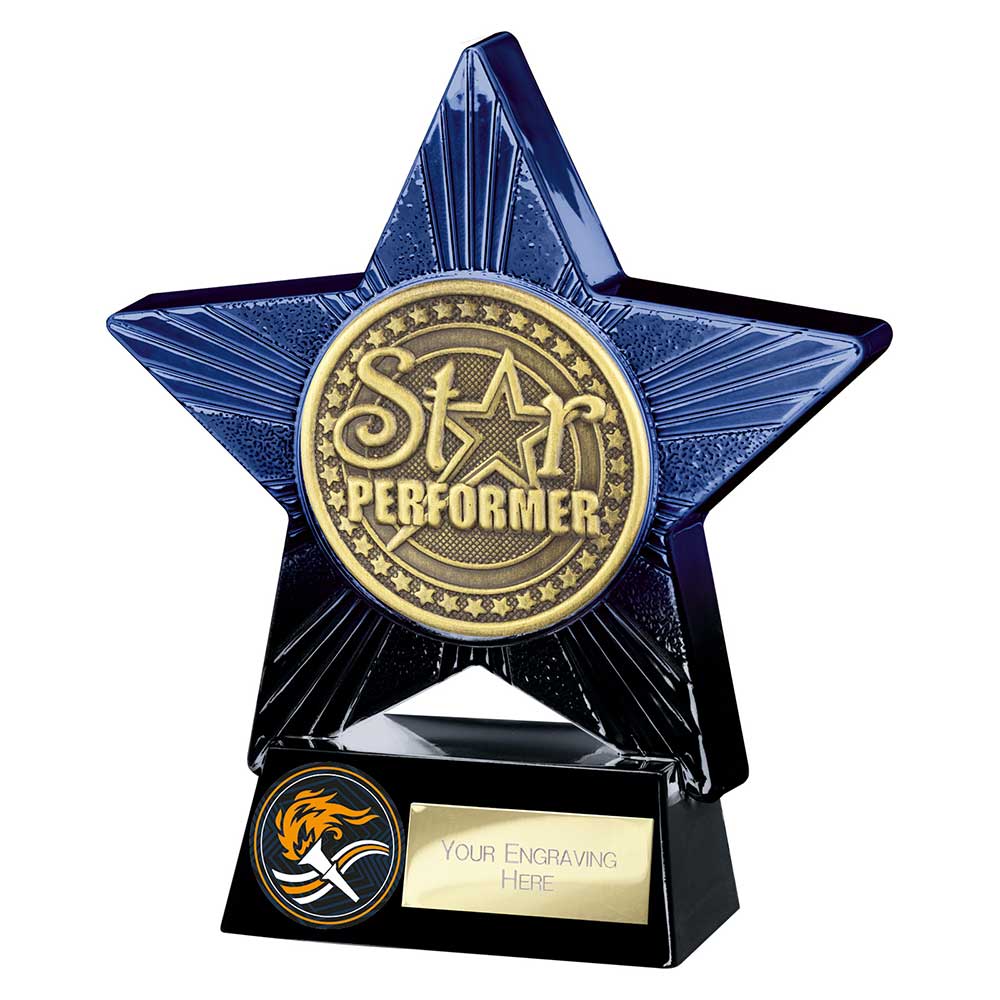 Superstar Star Performer Award Trophy – Blue & Black 140mm