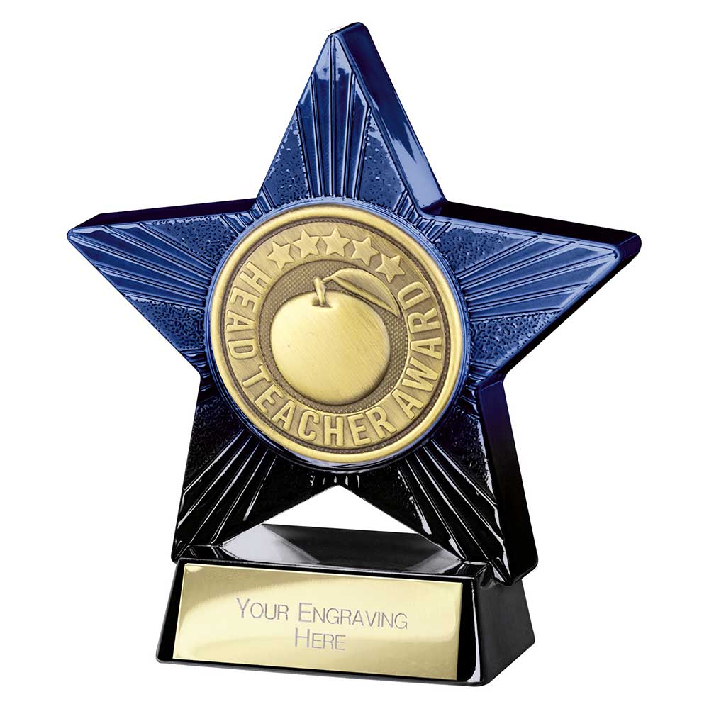 Superstar Head Teacher Award Trophy – Blue & Black 110mm