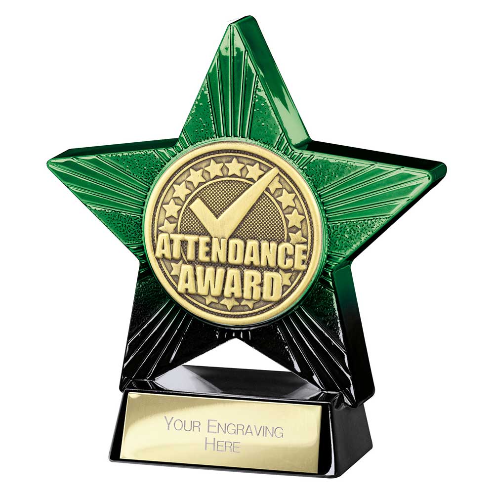 Superstar Attendance Award Trophy – Green & Black 110mm