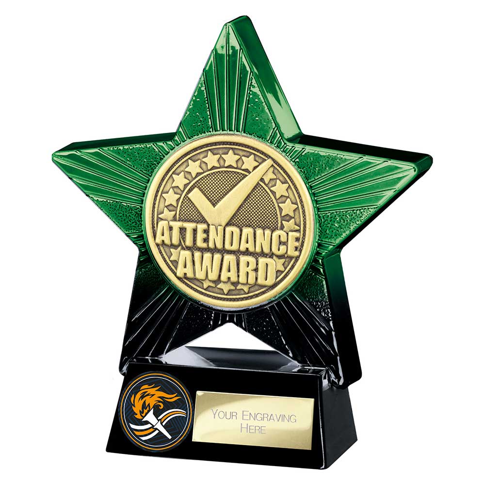 Superstar Attendance Award Trophy – Green & Black 140mm
