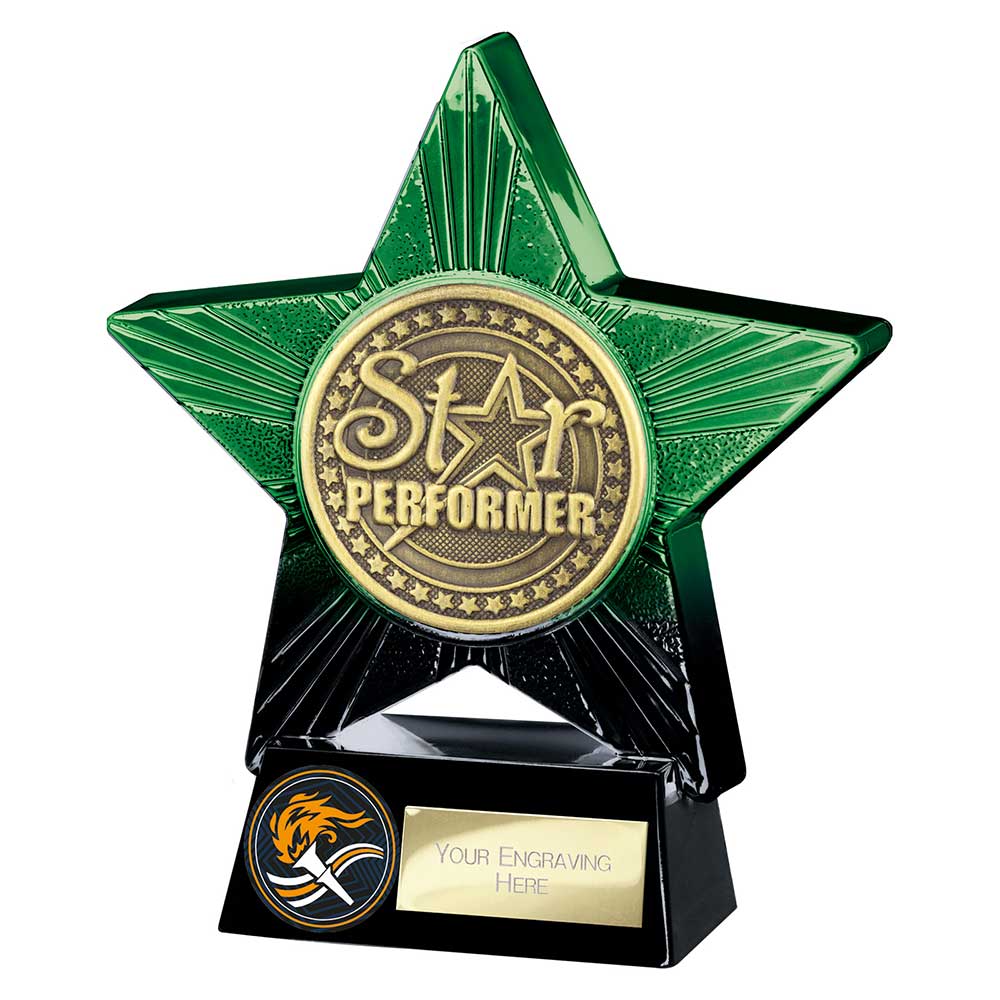 Superstar Star Performer Award Trophy – Green & Black 140mm