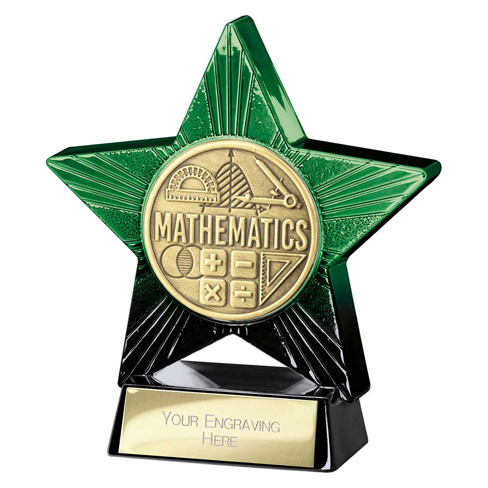 Superstar Maths Award Trophy – Green & Black 110mm