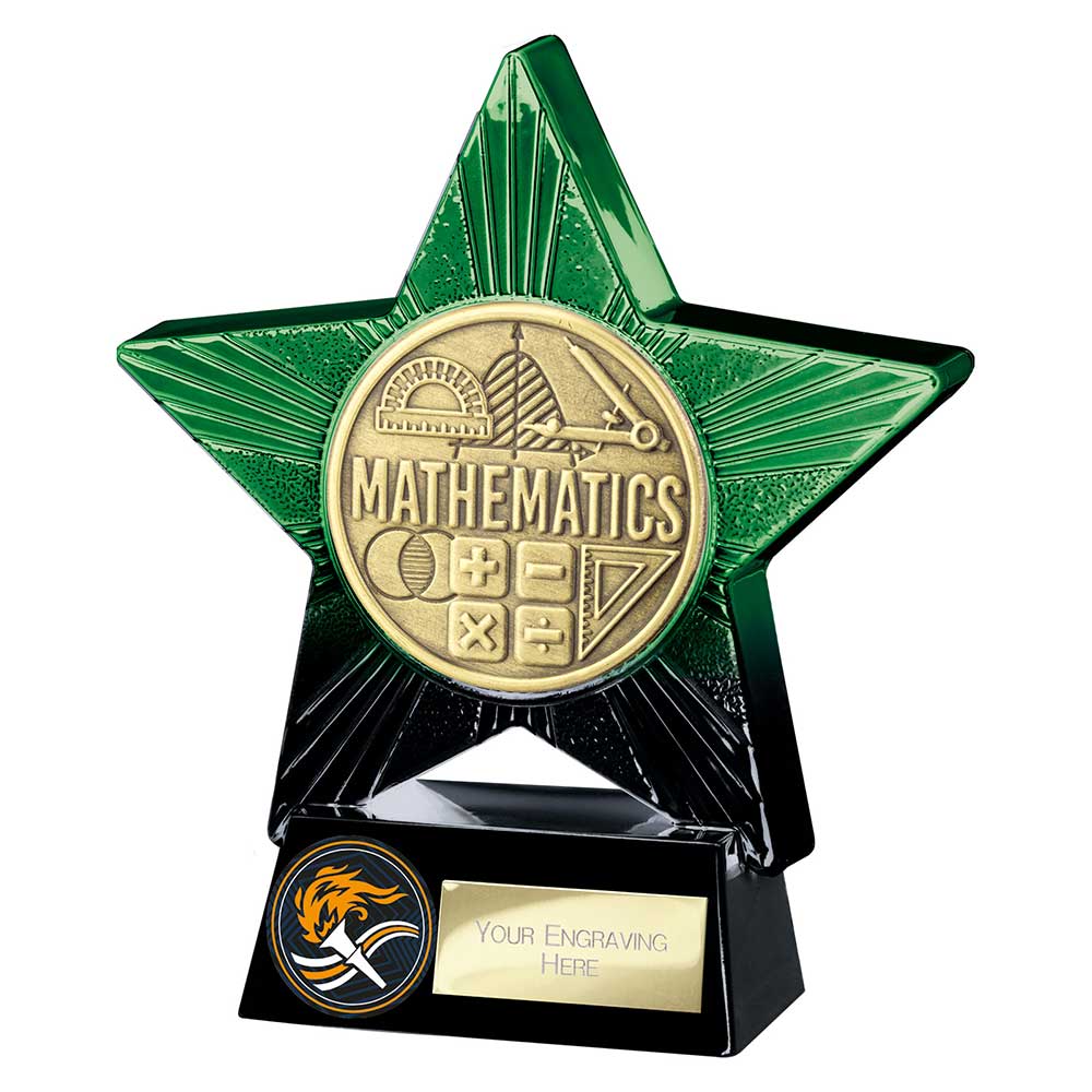Superstar Maths Award Trophy – Green & Black 140mm