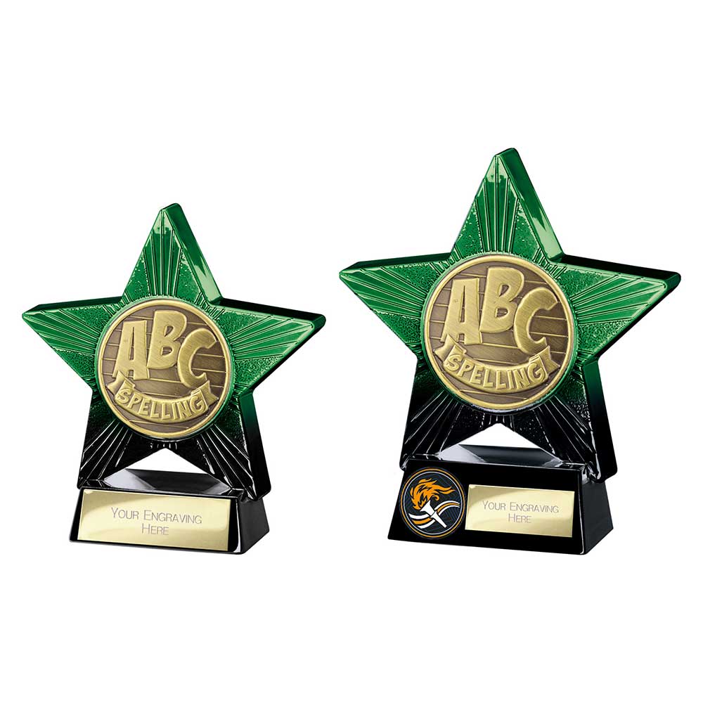 Superstar Spelling Award Trophy – Green & Black