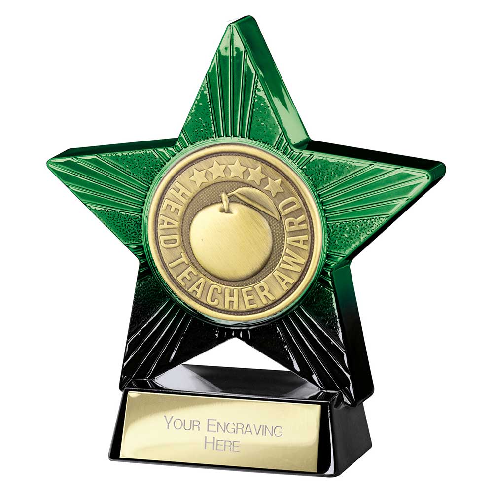 Superstar Head Teacher Award Trophy – Green & Black 110mm