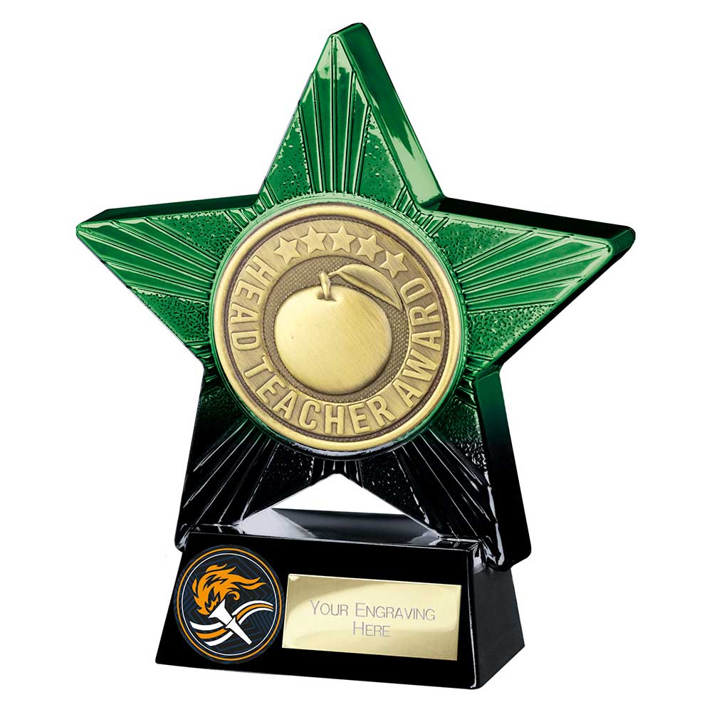 Superstar Head Teacher Award Trophy – Green & Black 140mm