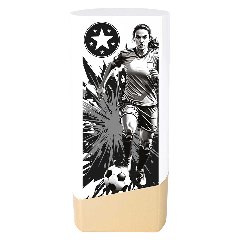 Prime Heavyweight Ladies Football White & Gold Trophy