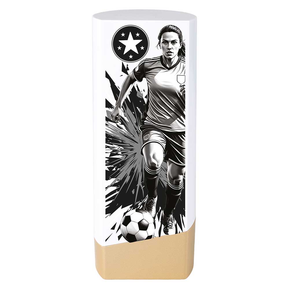 Prime Heavyweight Ladies Football White & Gold Trophy