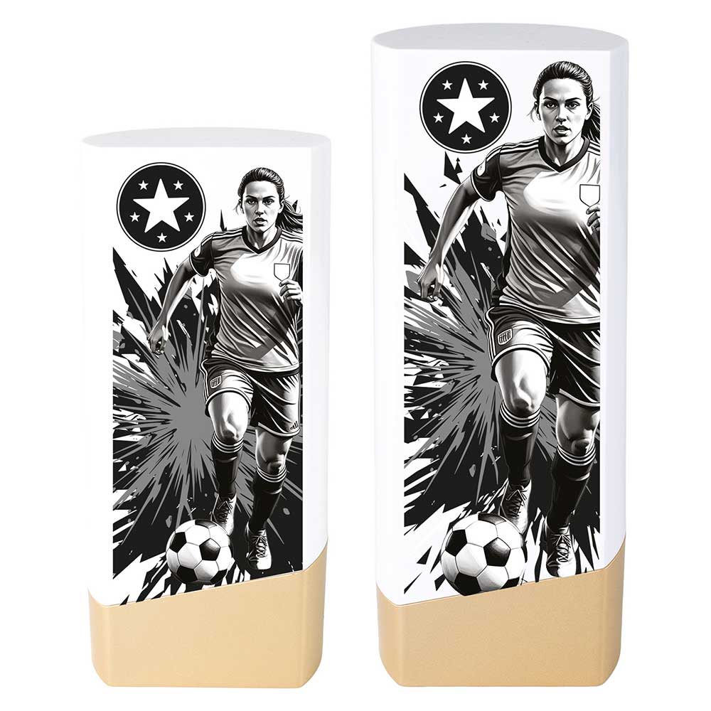 Prime Heavyweight Ladies Football White & Gold Trophy