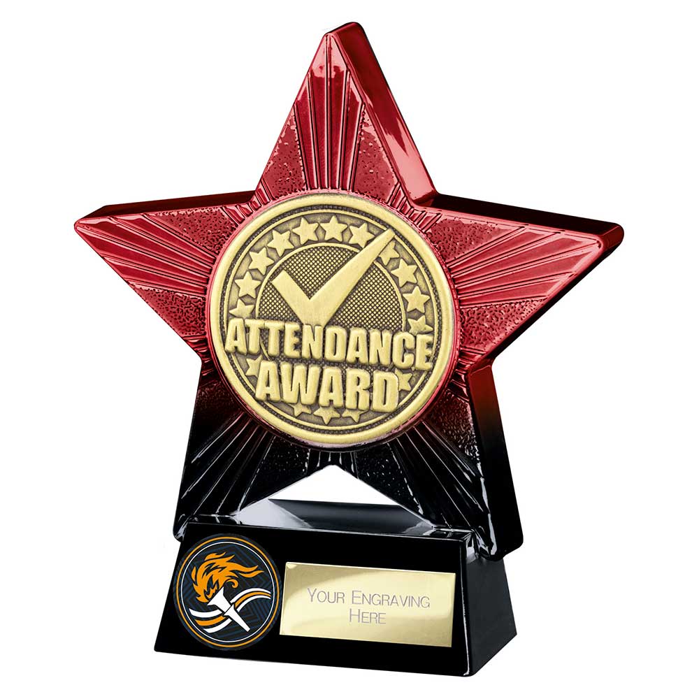 Superstar Attendance Award Trophy – Red & Black 140mm