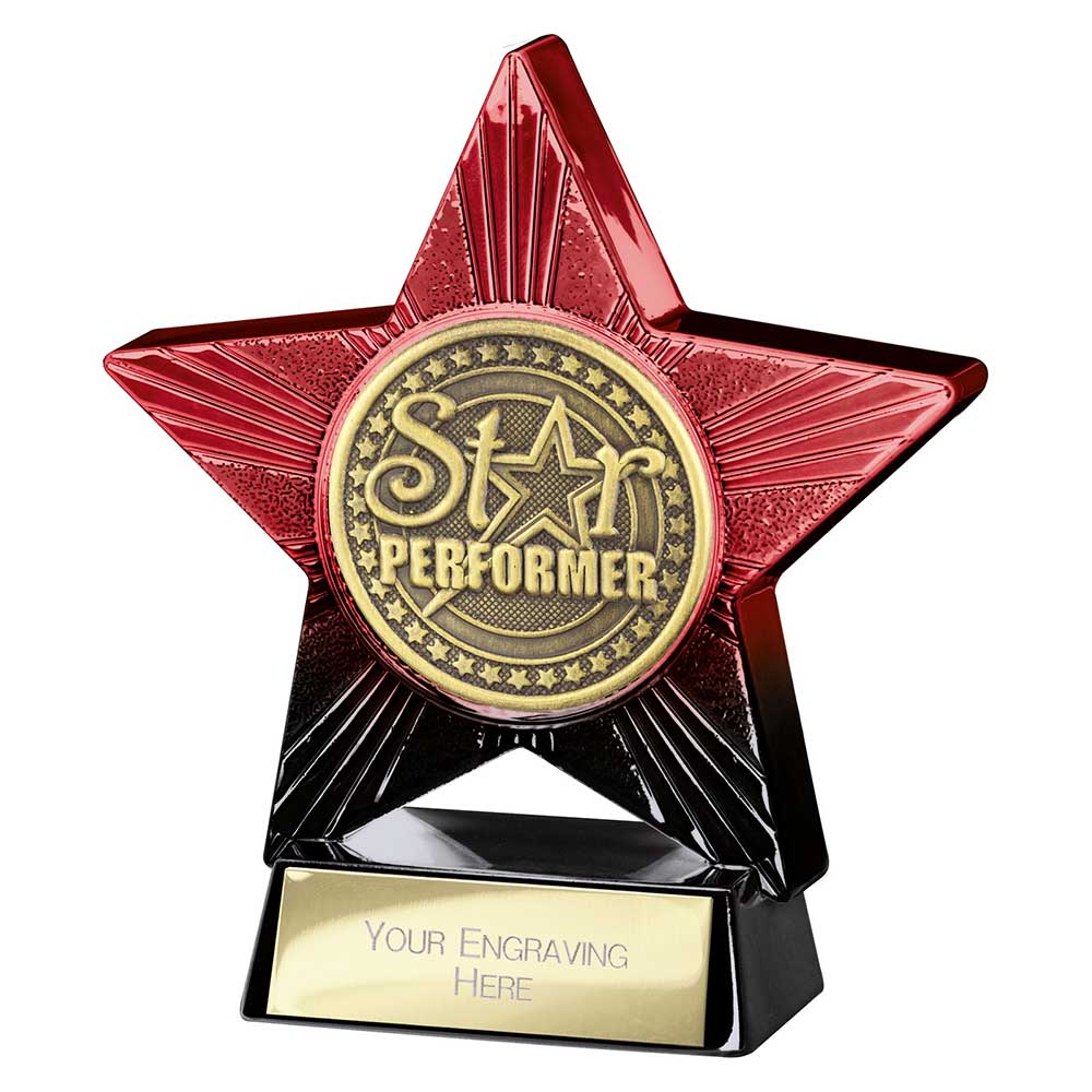 Superstar Star Performer Award Trophy – Red & Black 110mm