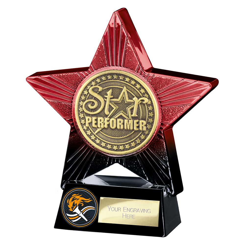 Superstar Star Performer Award Trophy – Red & Black 140mm