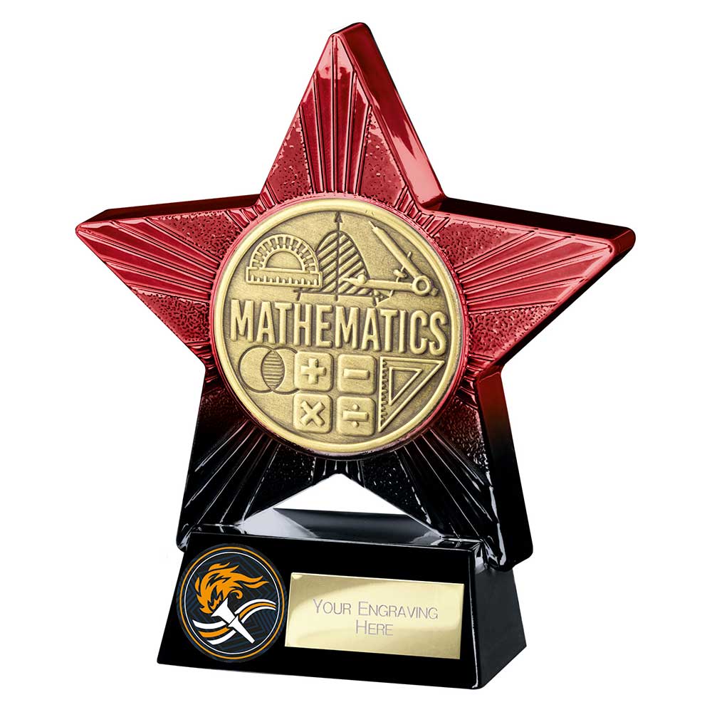 Superstar Maths Award Trophy – Red & Black 140mm