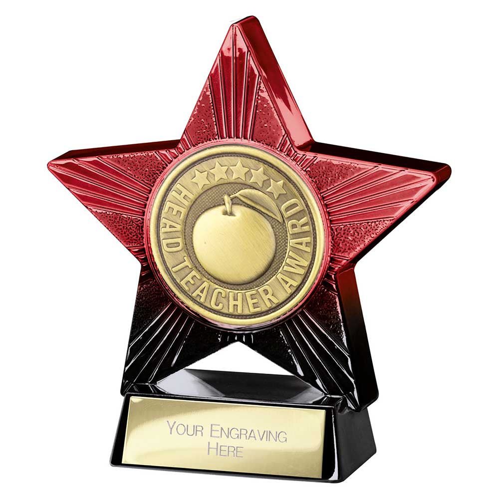 Superstar Head Teacher Award Trophy – Red & Black 110mm