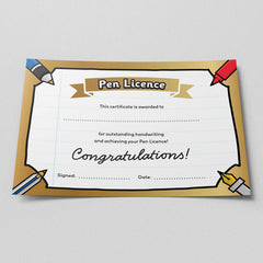 Pen Licence Gold Certificate (Pack of 10) by School Badges UK