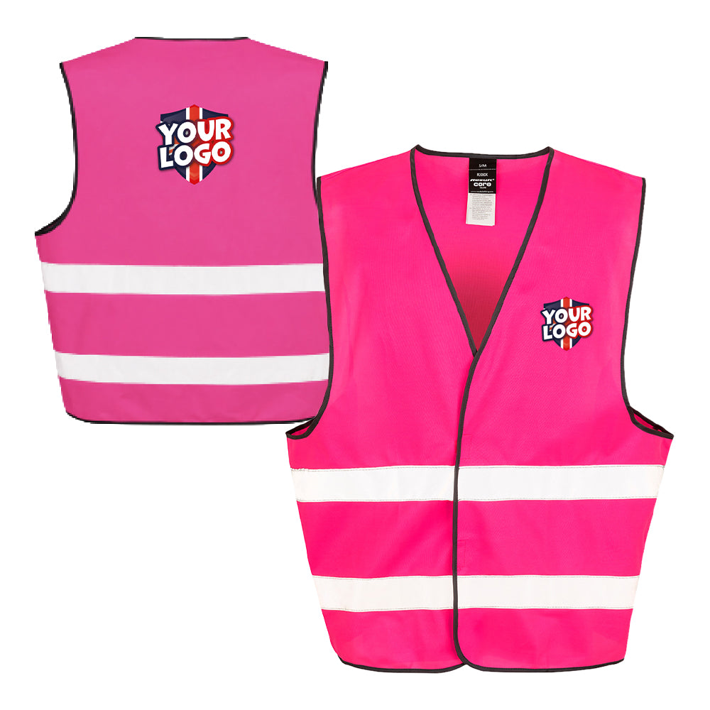 Personalised Adults Hi-Vis Jacket Pink by School Badges UK
