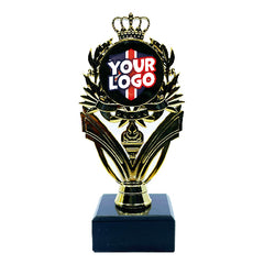 Personalised Crown Trophy with Marble Base Gold by School Badges UK