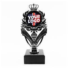 Personalised Crown Trophy with Marble Base Silver by School Badges UK