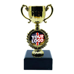 Personalised Cup Trophy with Marble Base Gold by School Badges UK