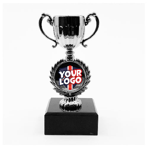 Personalised Cup Trophy with Marble Base Silver by School Badges UK