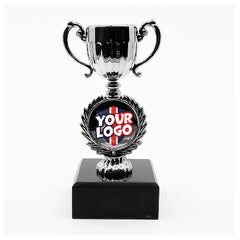 Personalised Cup Trophy with Marble Base Silver by School Badges UK
