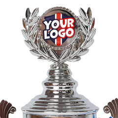 Personalised Silver Laurel Cup Trophy Zoomed by School Badges UK