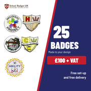 25 Custom Made School Badges, £100 + VAT