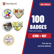 100 Custom Made School Badges, £150 + VAT