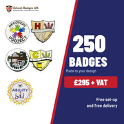 250 Custom Made School Badges, £295 + VAT