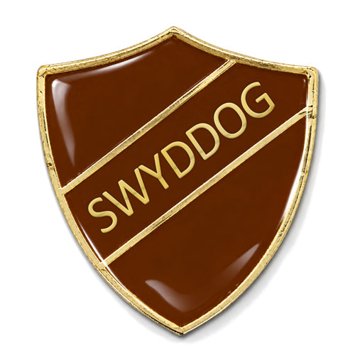 Swyddog Shield Badge – Brown