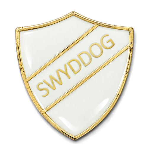 Swyddog Shield Badge – White