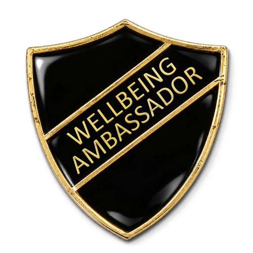 Wellbeing Ambassador Shield Badge – Black