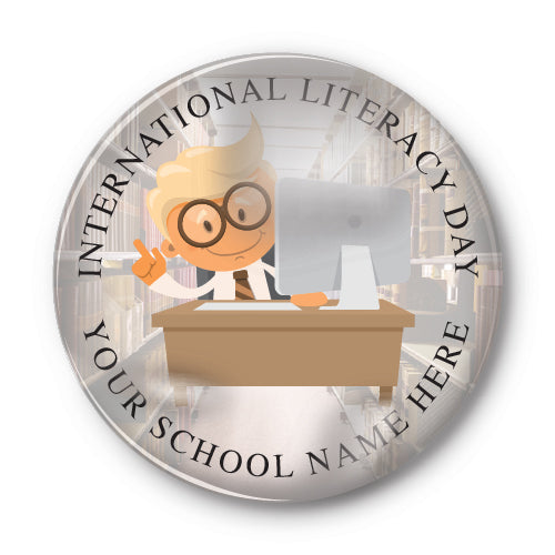 Personalised Plastic 'International Literacy Day - Digital World' Button Badge