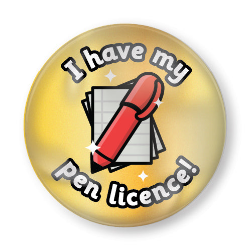 Pen Licence Plastic Button Badges (Pack of 10)