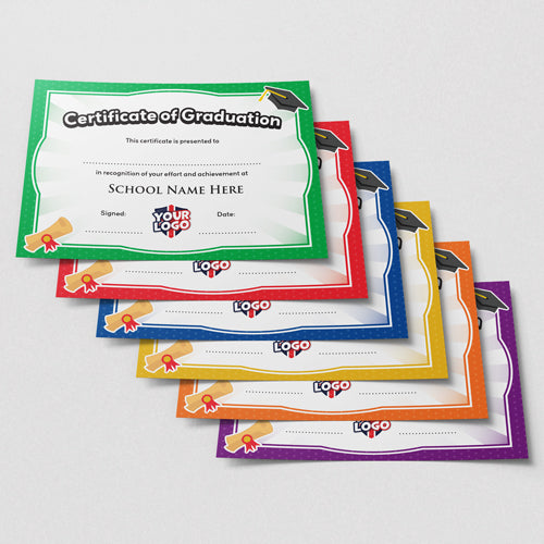 Graduation Certificate with Logo (Pack of 10) by School Badges UK