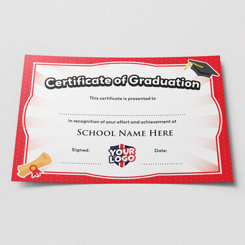 Graduation Certificate with Logo (Pack of 10) by School Badges UK