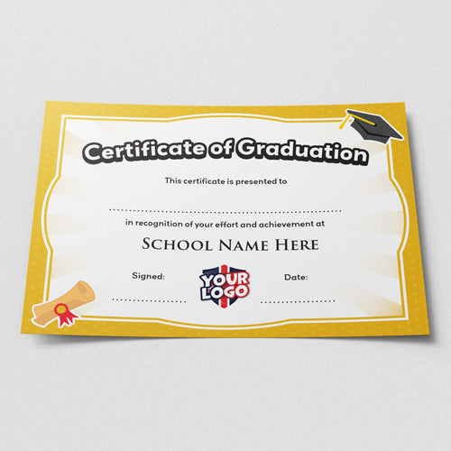 Graduation Certificate with Logo (Pack of 10) by School Badges UK