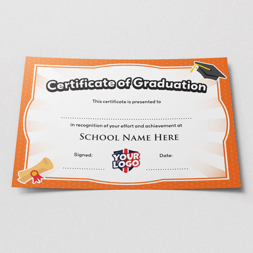 Graduation Certificate with Logo (Pack of 10) by School Badges UK