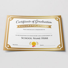 Gold Graduation Certificate (Pack of 10)