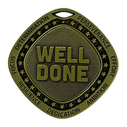 Well Done Gold Medal by School Badges UK
