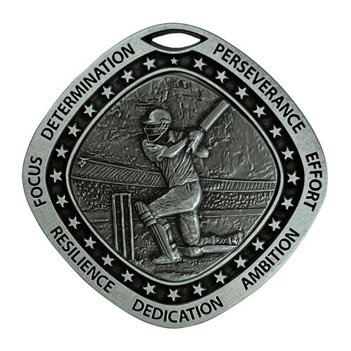 Cricket Silver Medal by School Badges UK