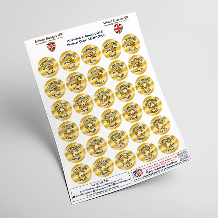 Attendance Award Stickers by School Badges UK