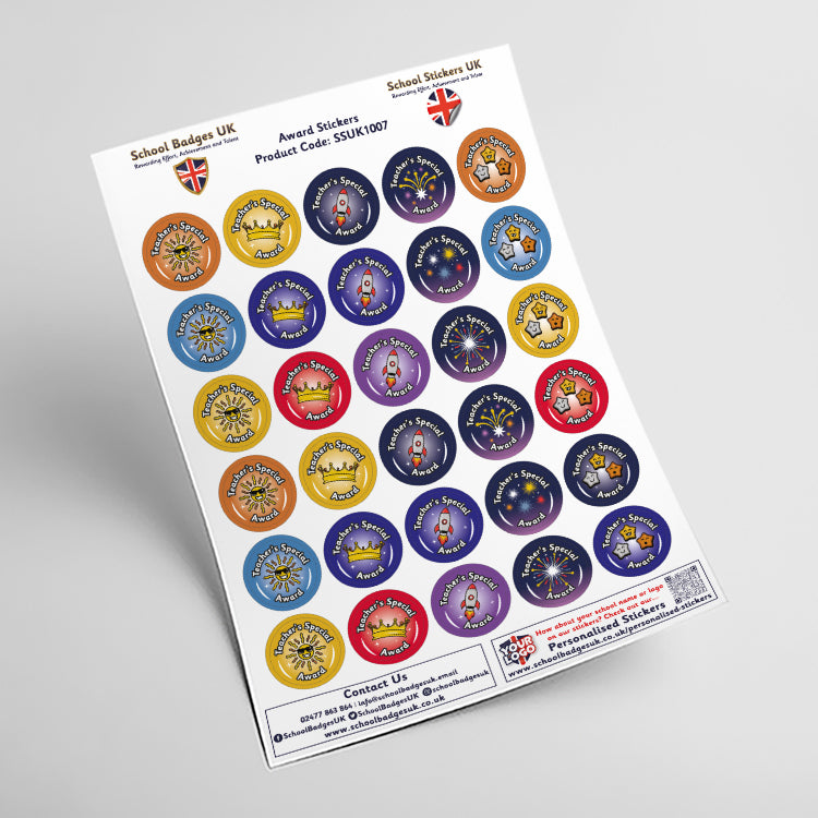 Teacher's Special Award Stickers by School Badges UK