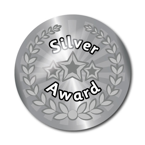 Silver Award Star Stickers by School Badges UK