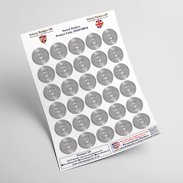Silver Award Metallic Star Stickers by School Badges UK