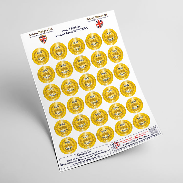 Gold Award Metallic Star Stickers by School Badges UK