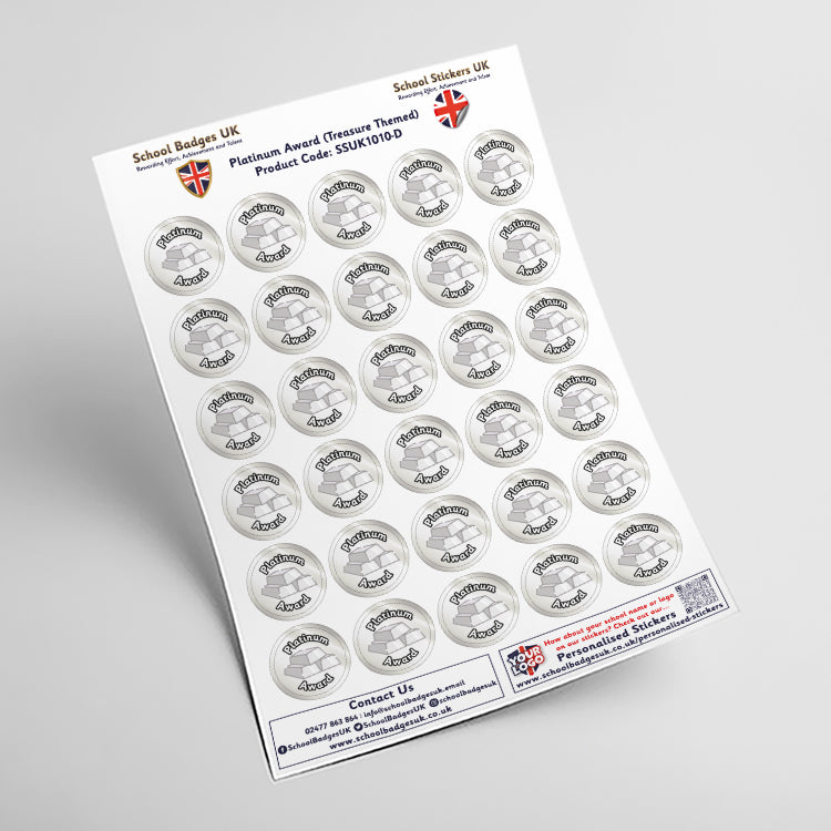 Platinum Award Treasure Themed Stickers by School Badges UK